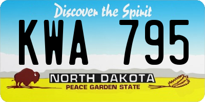 ND license plate KWA795