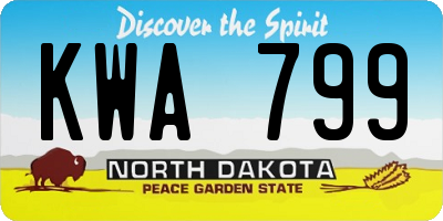 ND license plate KWA799
