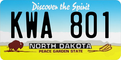 ND license plate KWA801
