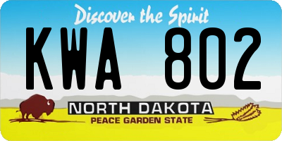 ND license plate KWA802