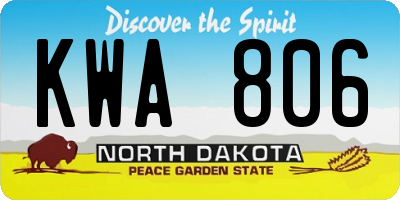 ND license plate KWA806
