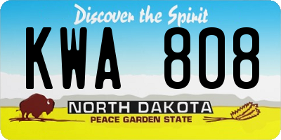 ND license plate KWA808