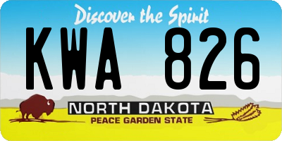 ND license plate KWA826