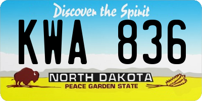 ND license plate KWA836