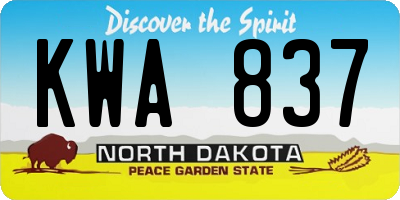 ND license plate KWA837