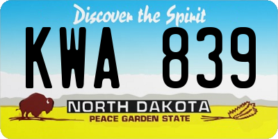 ND license plate KWA839
