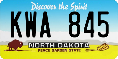 ND license plate KWA845