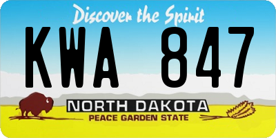 ND license plate KWA847