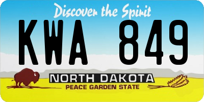 ND license plate KWA849
