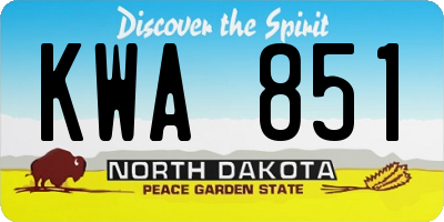 ND license plate KWA851