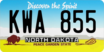 ND license plate KWA855