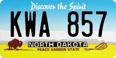 ND license plate KWA857