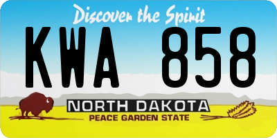 ND license plate KWA858