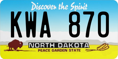 ND license plate KWA870