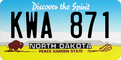 ND license plate KWA871