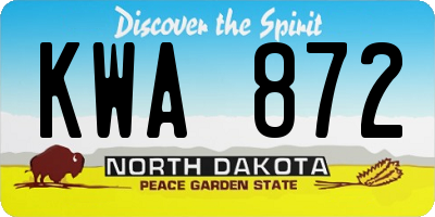 ND license plate KWA872
