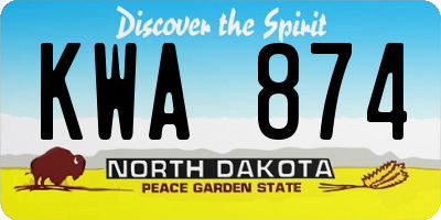 ND license plate KWA874