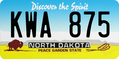 ND license plate KWA875