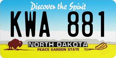ND license plate KWA881