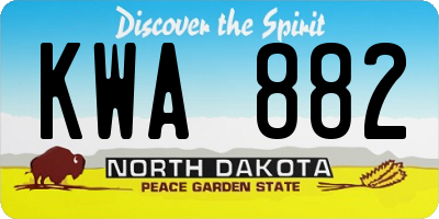 ND license plate KWA882