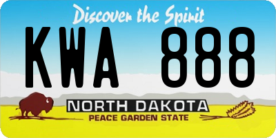 ND license plate KWA888
