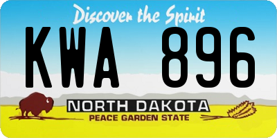 ND license plate KWA896