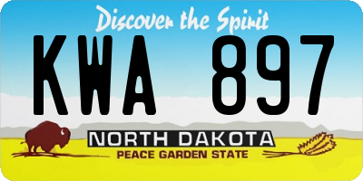 ND license plate KWA897