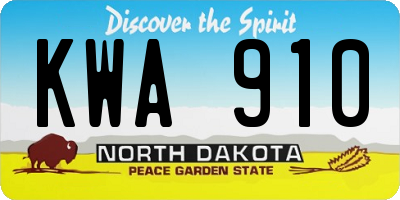ND license plate KWA910