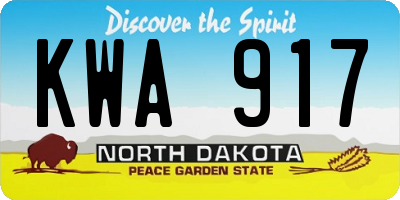 ND license plate KWA917