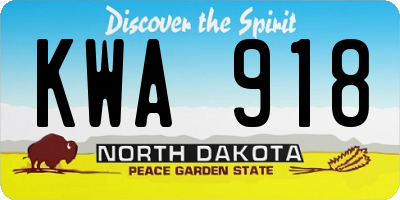 ND license plate KWA918