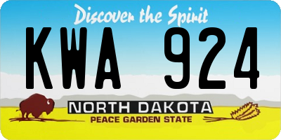 ND license plate KWA924