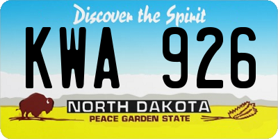 ND license plate KWA926