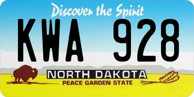 ND license plate KWA928
