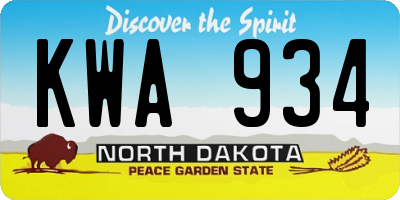 ND license plate KWA934
