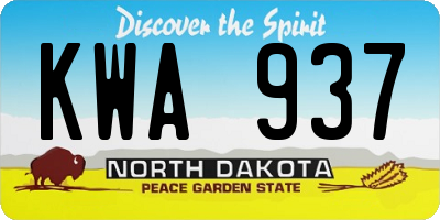 ND license plate KWA937