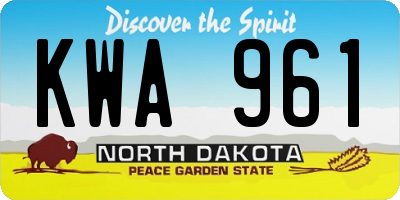 ND license plate KWA961