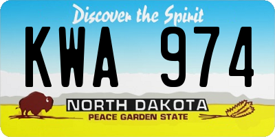 ND license plate KWA974
