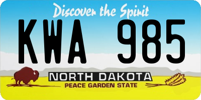 ND license plate KWA985