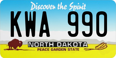 ND license plate KWA990