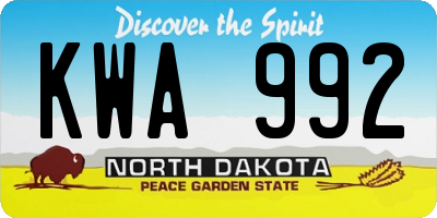 ND license plate KWA992