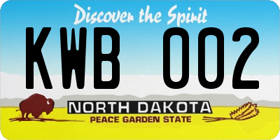 ND license plate KWB002