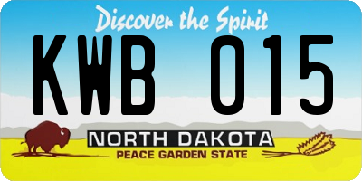ND license plate KWB015