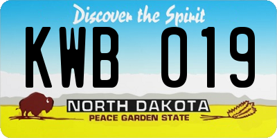 ND license plate KWB019