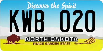 ND license plate KWB020