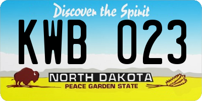 ND license plate KWB023