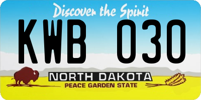 ND license plate KWB030
