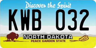 ND license plate KWB032