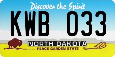 ND license plate KWB033