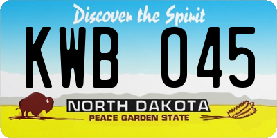 ND license plate KWB045