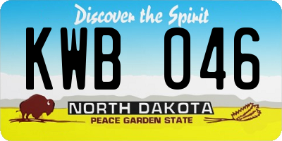 ND license plate KWB046